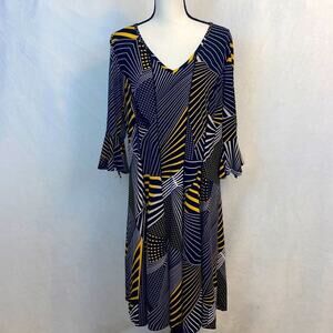 Ashley Stewart Bold Mixed Media Fit and Flare Dress